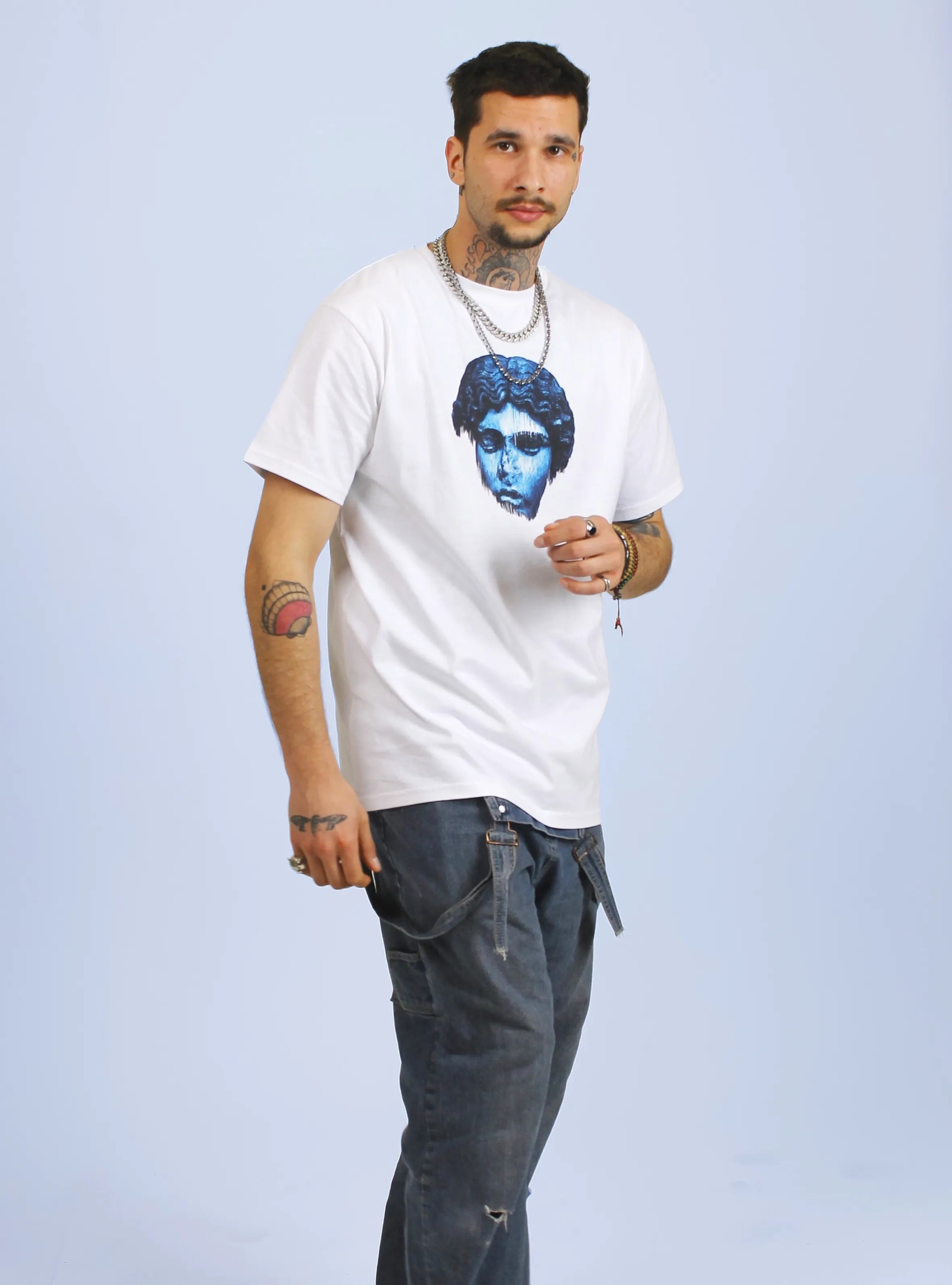 HEAD NO SHOULDERS BLUE – FRONT PRINT – WHITE T-SHIRT