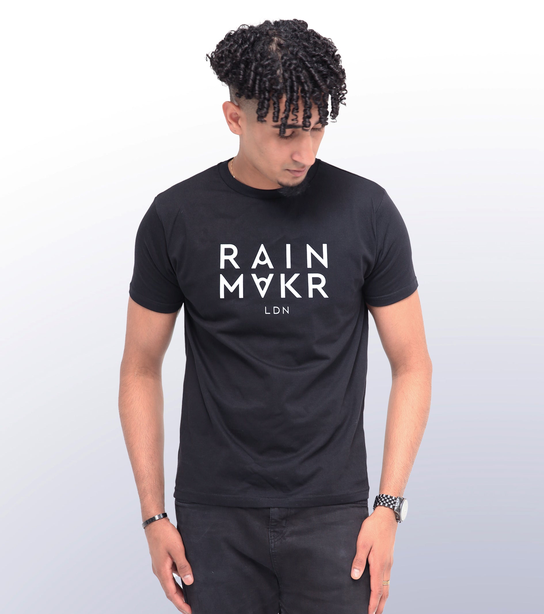 RAINMAKR LDN – FRONT PRINT – BLACK T-SHIRT