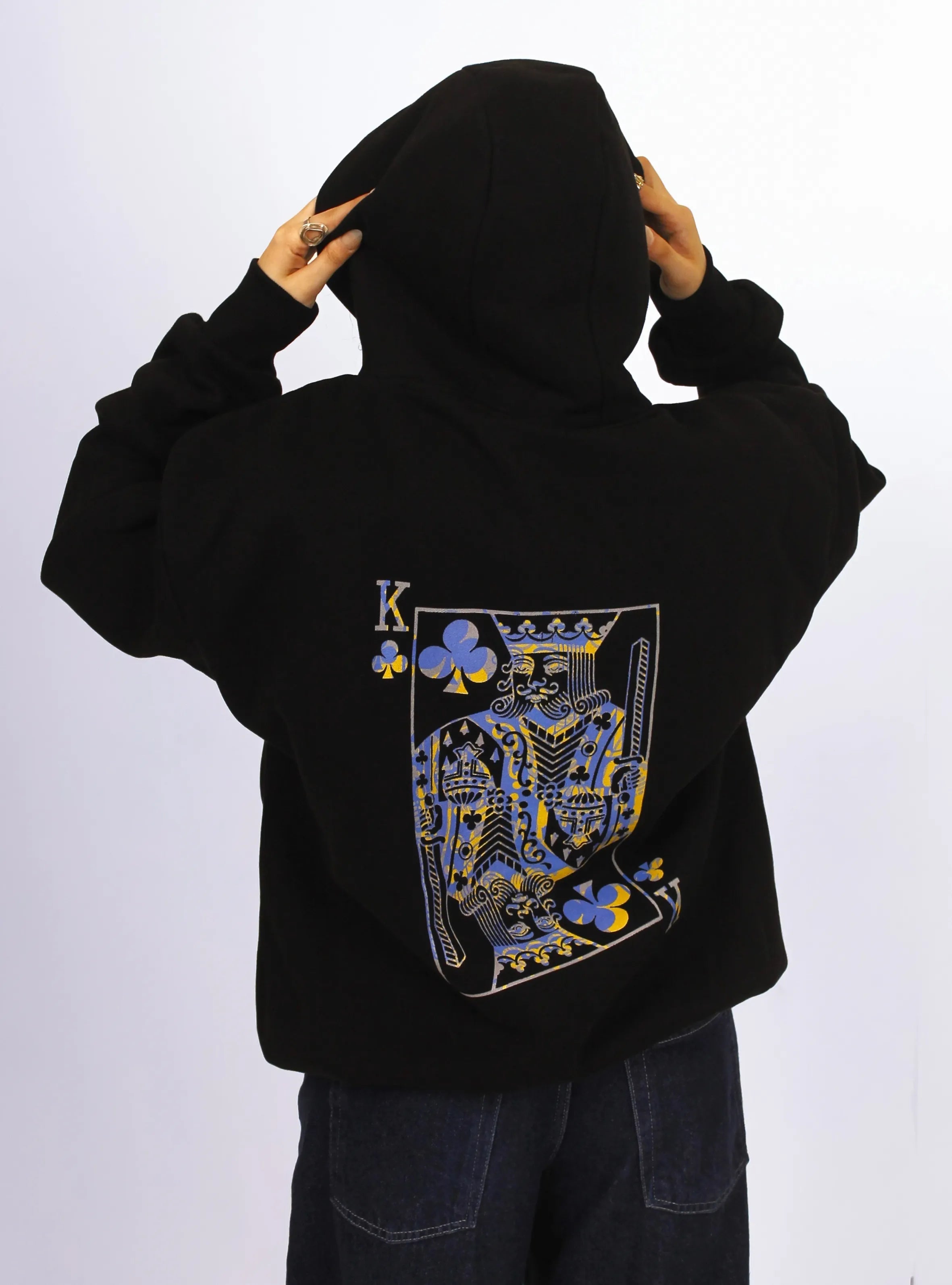 KING OF CLUBS – BACK PRINT – BLACK HOODIE