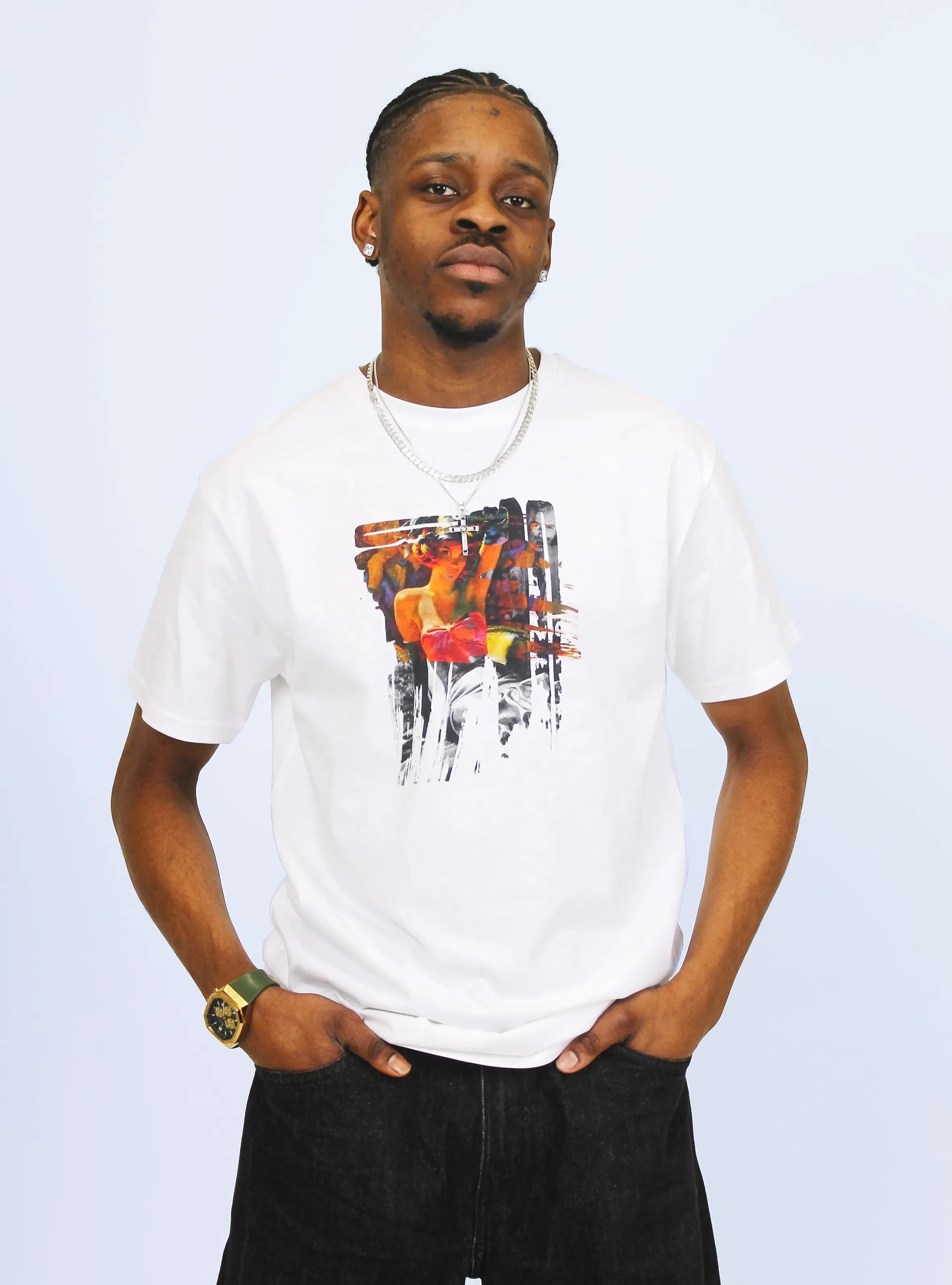 POP STROKE ONE – FRONT PRINT – WHITE T-SHIRT