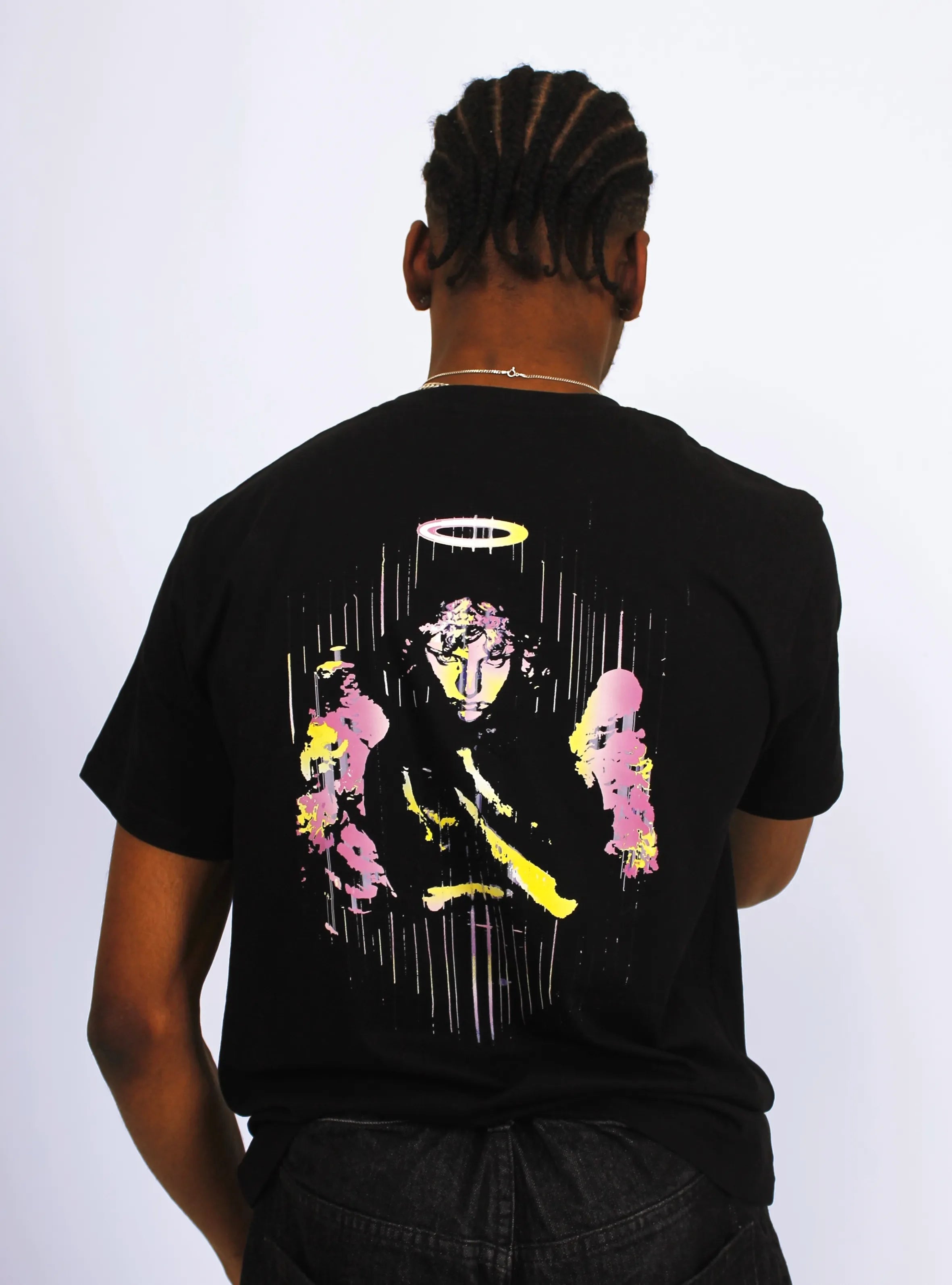 TECHNO ANGEL – BACK PRINT – BLACK T-SHIRT