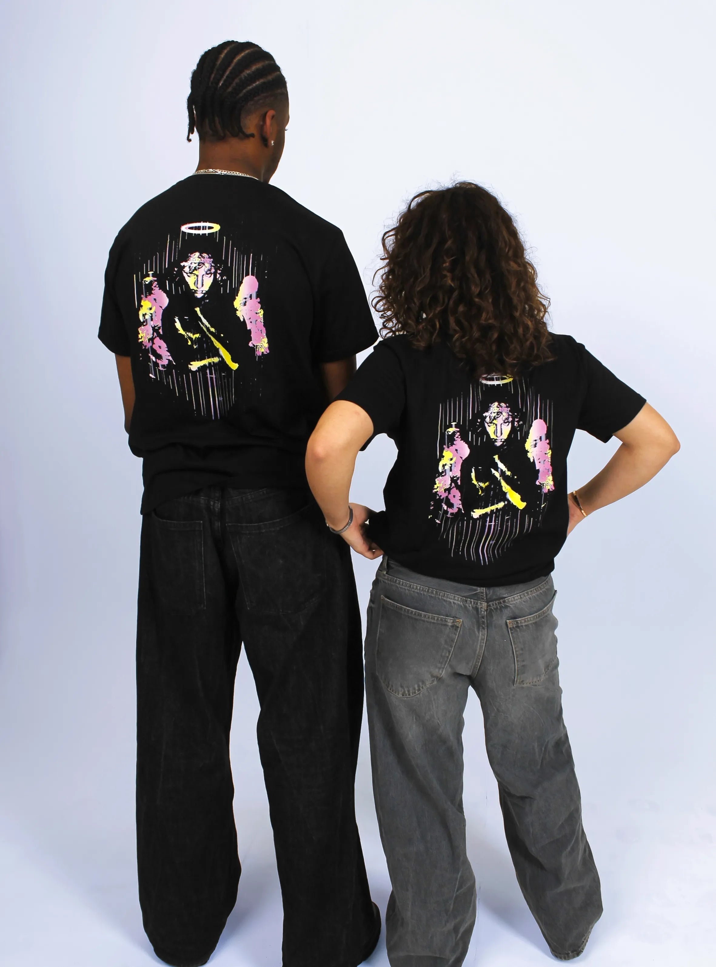 TECHNO ANGEL – BACK PRINT – BLACK T-SHIRT
