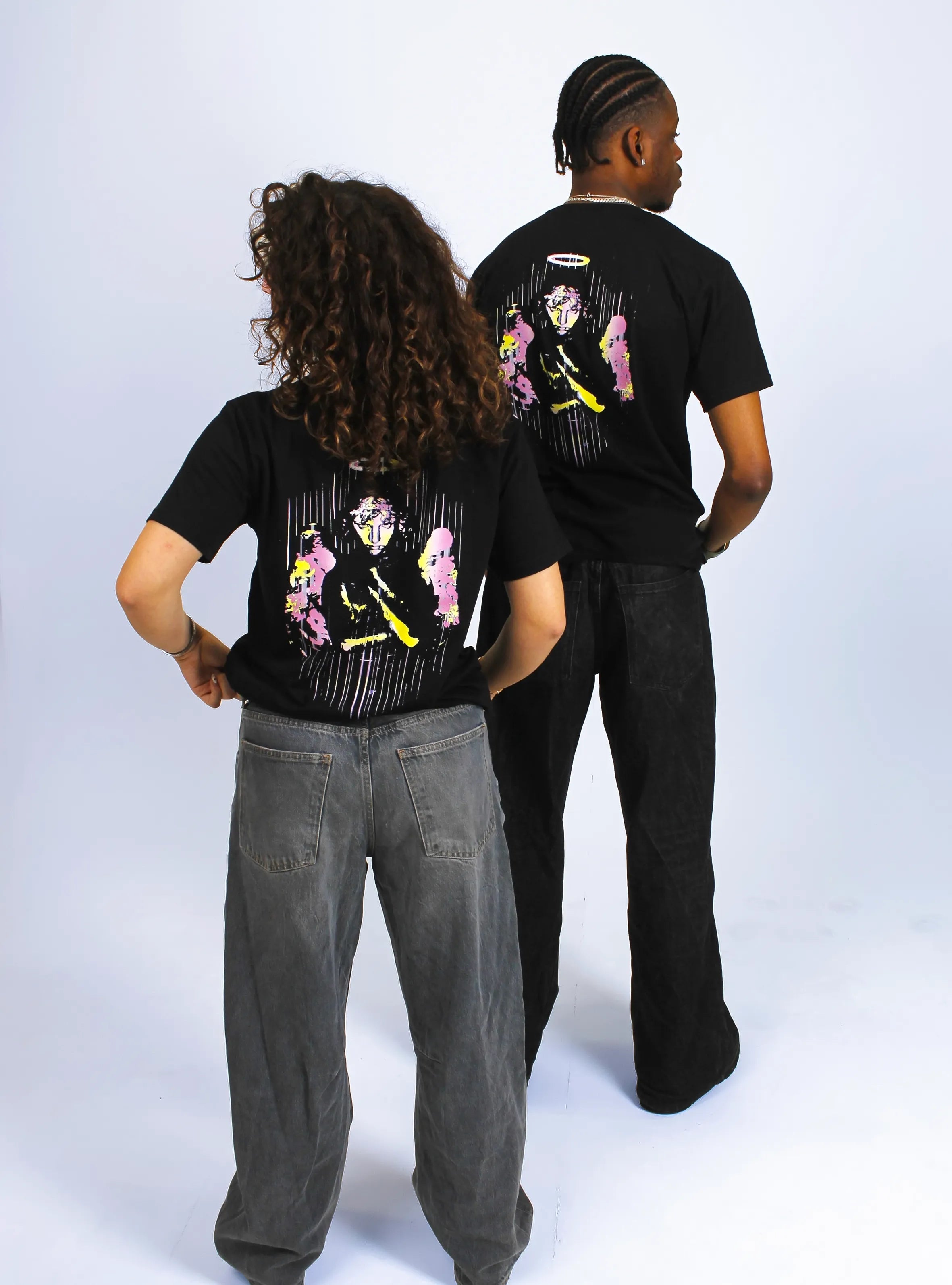 TECHNO ANGEL – BACK PRINT – BLACK T-SHIRT