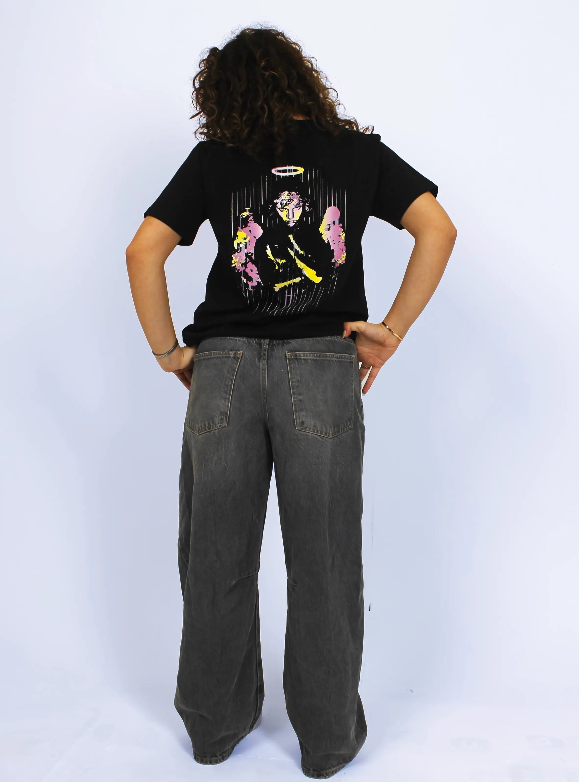TECHNO ANGEL – BACK PRINT – BLACK T-SHIRT