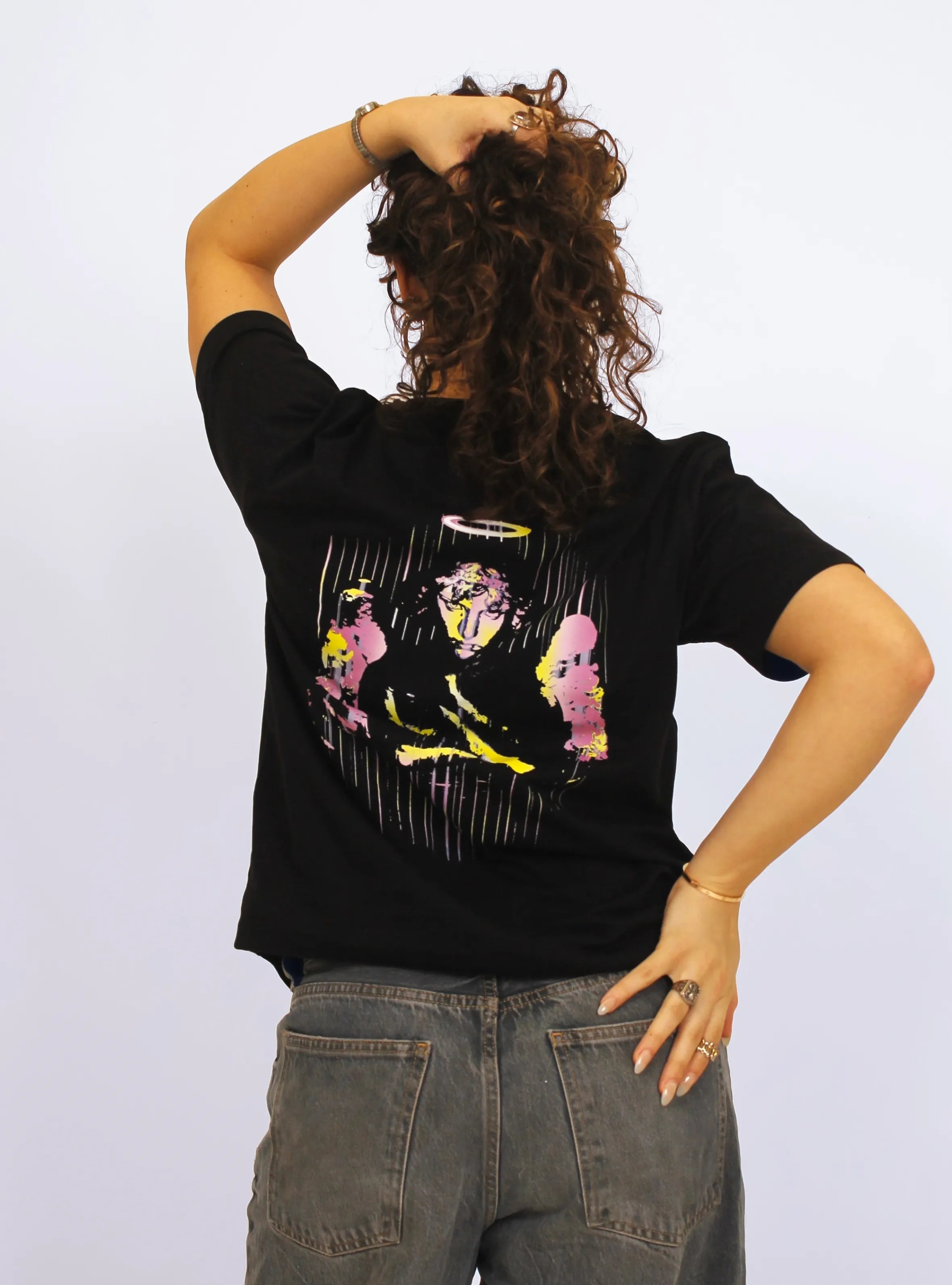 TECHNO ANGEL – BACK PRINT – BLACK T-SHIRT