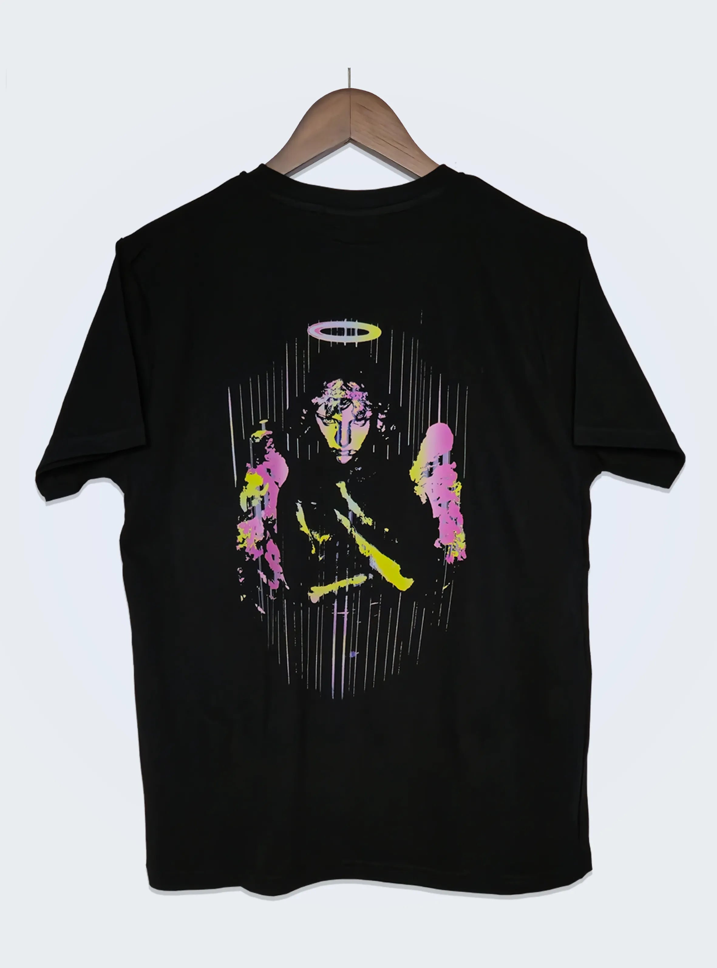 TECHNO ANGEL – BACK PRINT – BLACK T-SHIRT