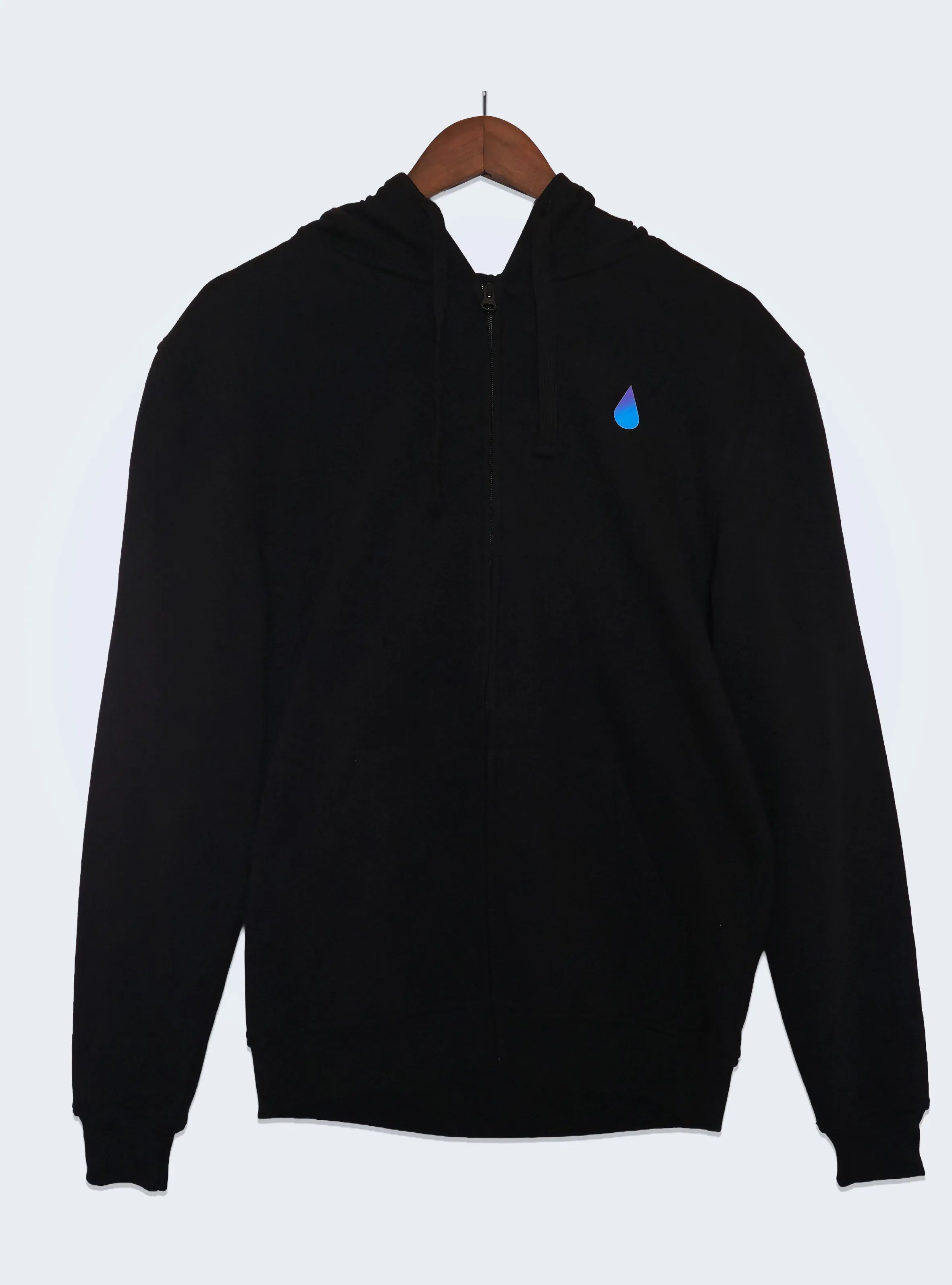 ACE OF SPADES COLOUR GLITCH – BACK PRINT – BLACK REGULAR ZIPPED HOODIE