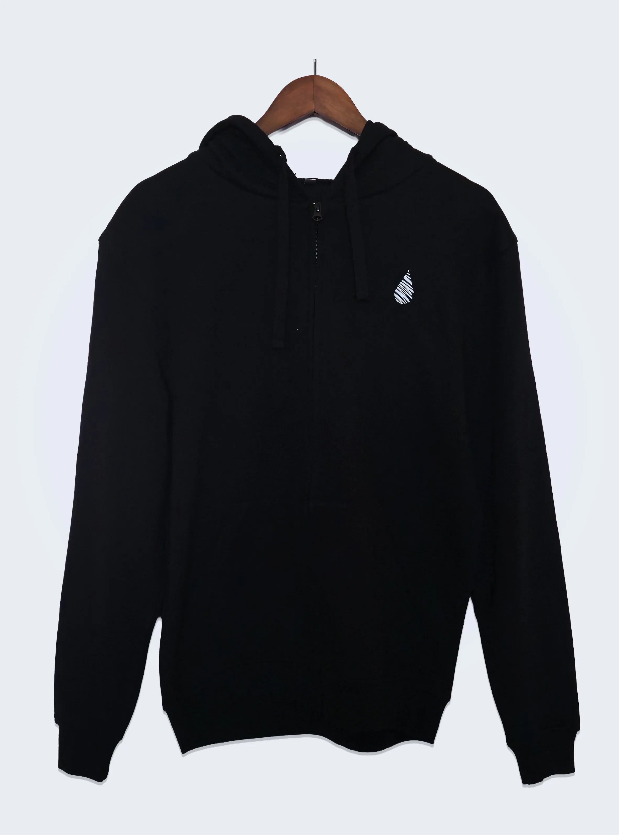 ACE OF SPADES WHITE GLITCH – BACK PRINT – BLACK REGULAR ZIPPED HOODIE