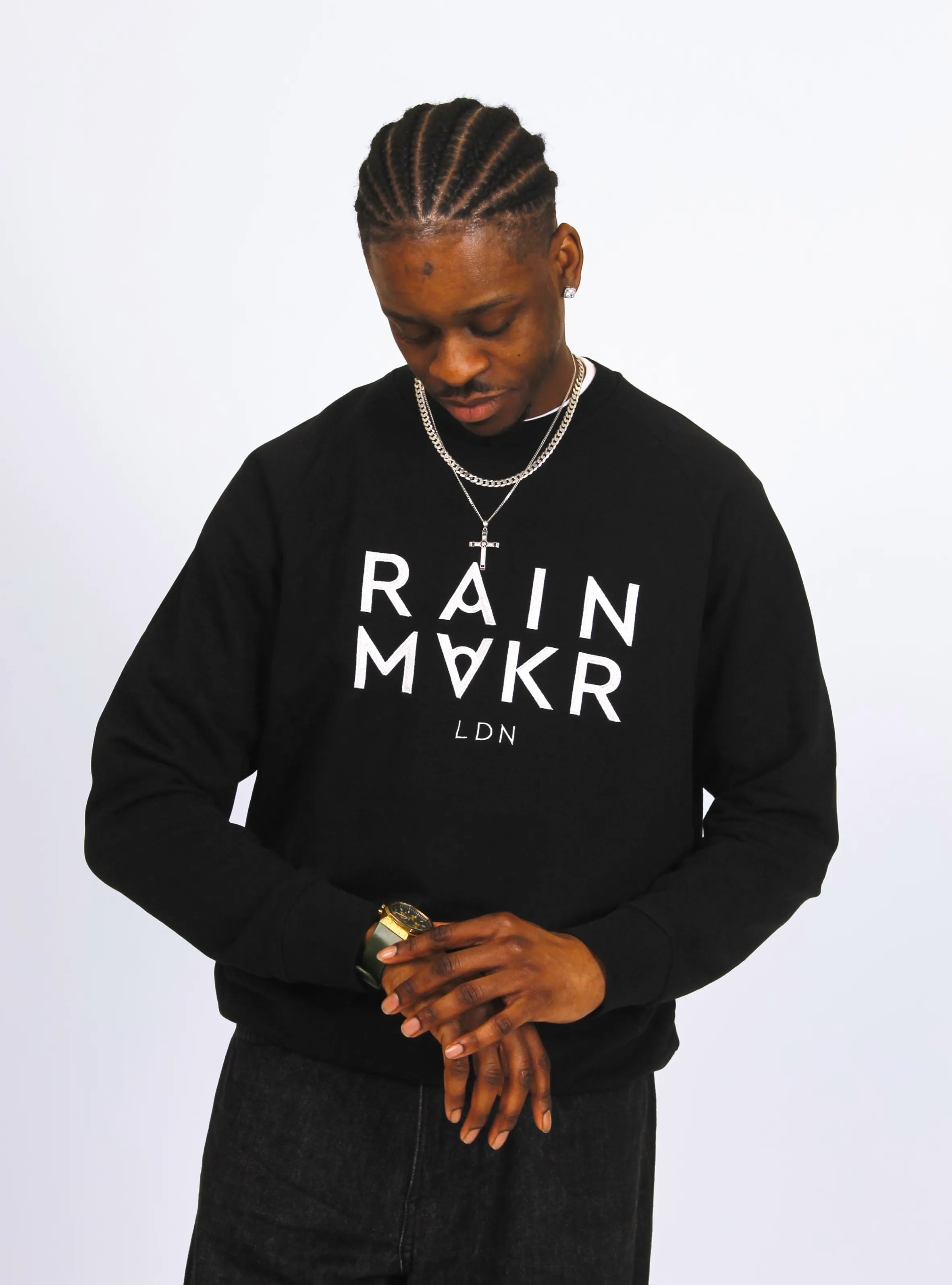 RAINMAKR LDN – FRONT PRINT – BLACK JUMPER