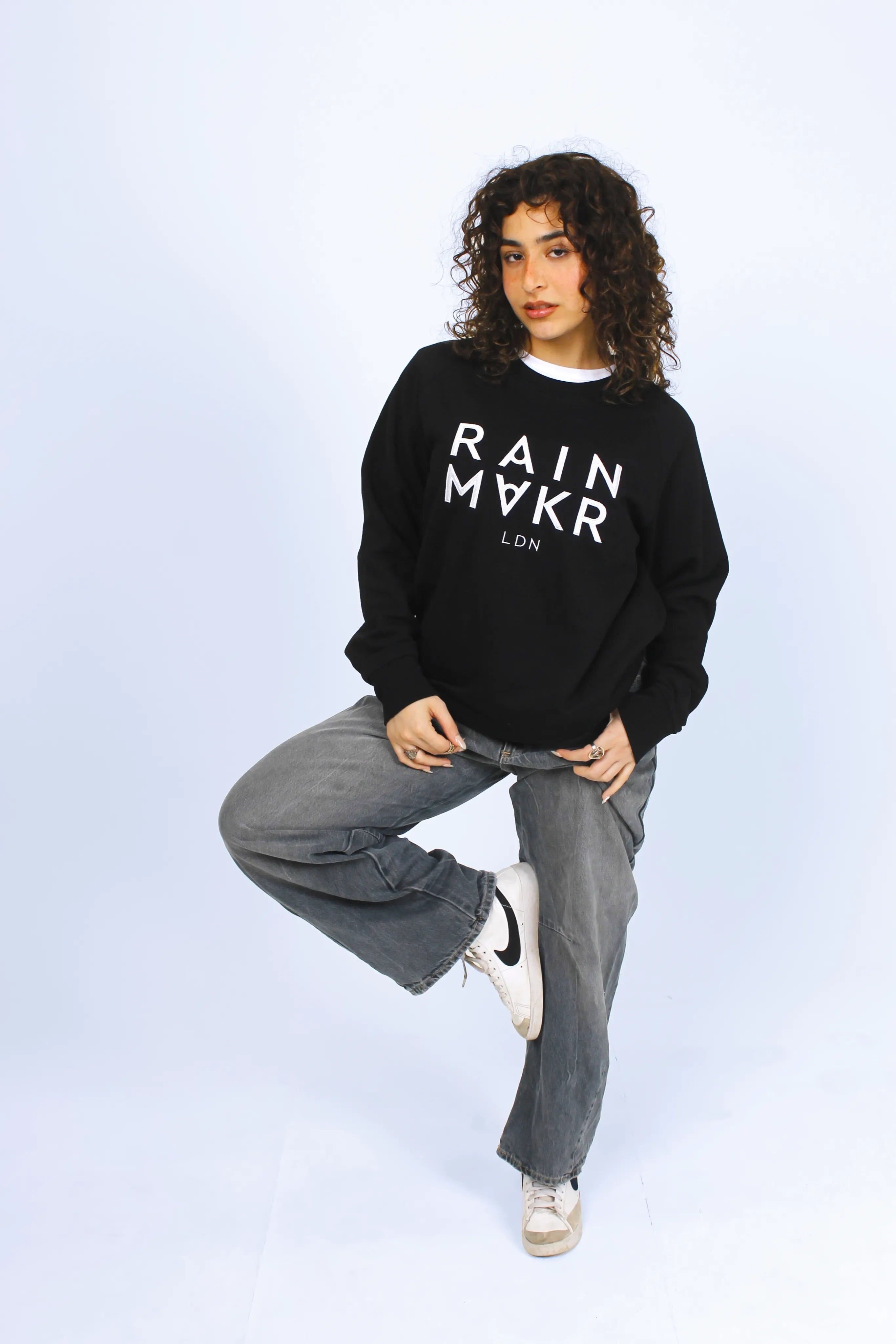 RAINMAKR LDN – FRONT PRINT – BLACK JUMPER
