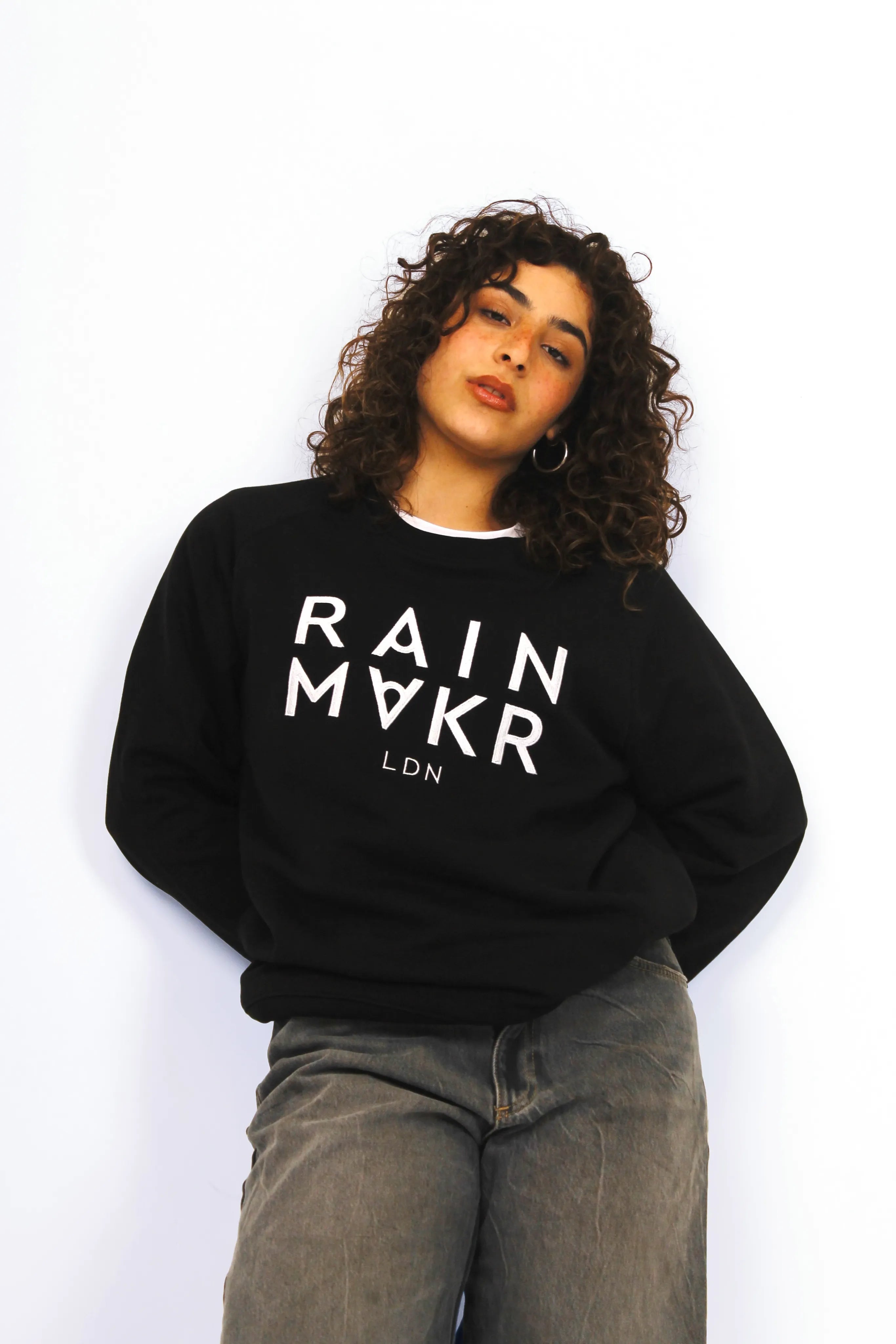RAINMAKR LDN – FRONT PRINT – BLACK JUMPER