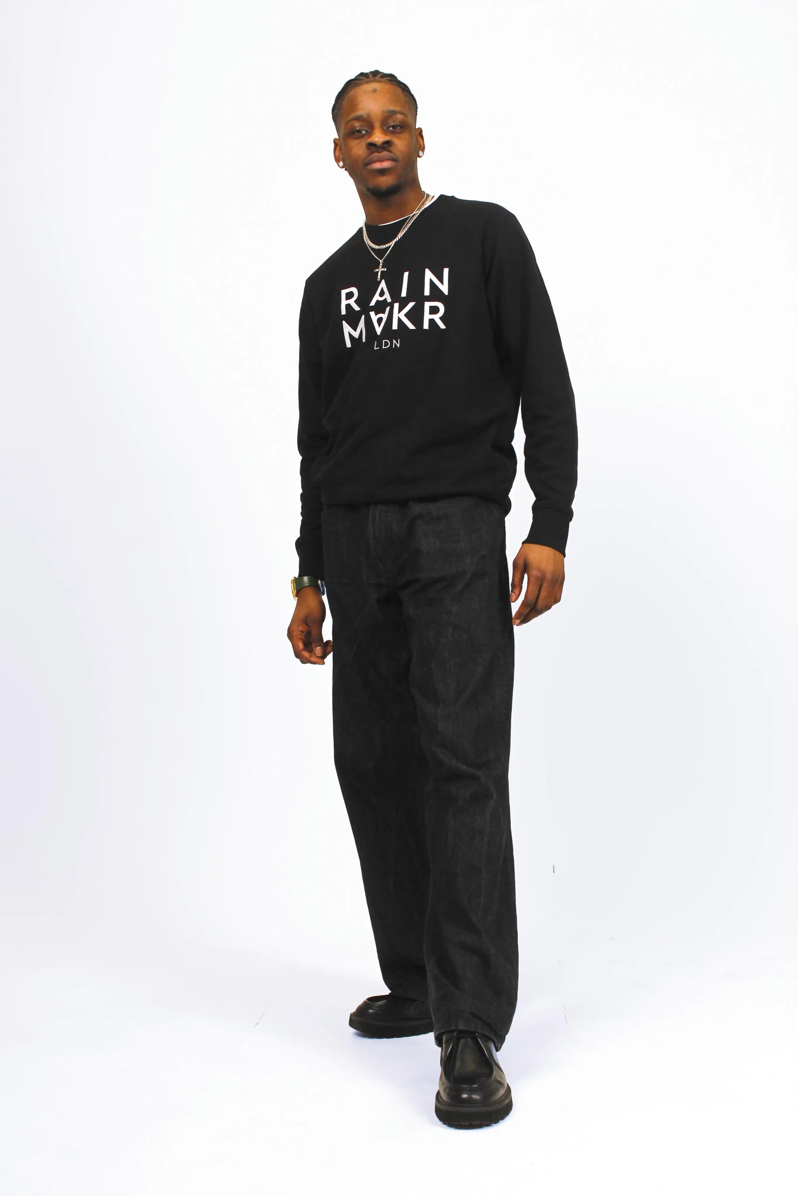 RAINMAKR LDN – FRONT PRINT – BLACK JUMPER