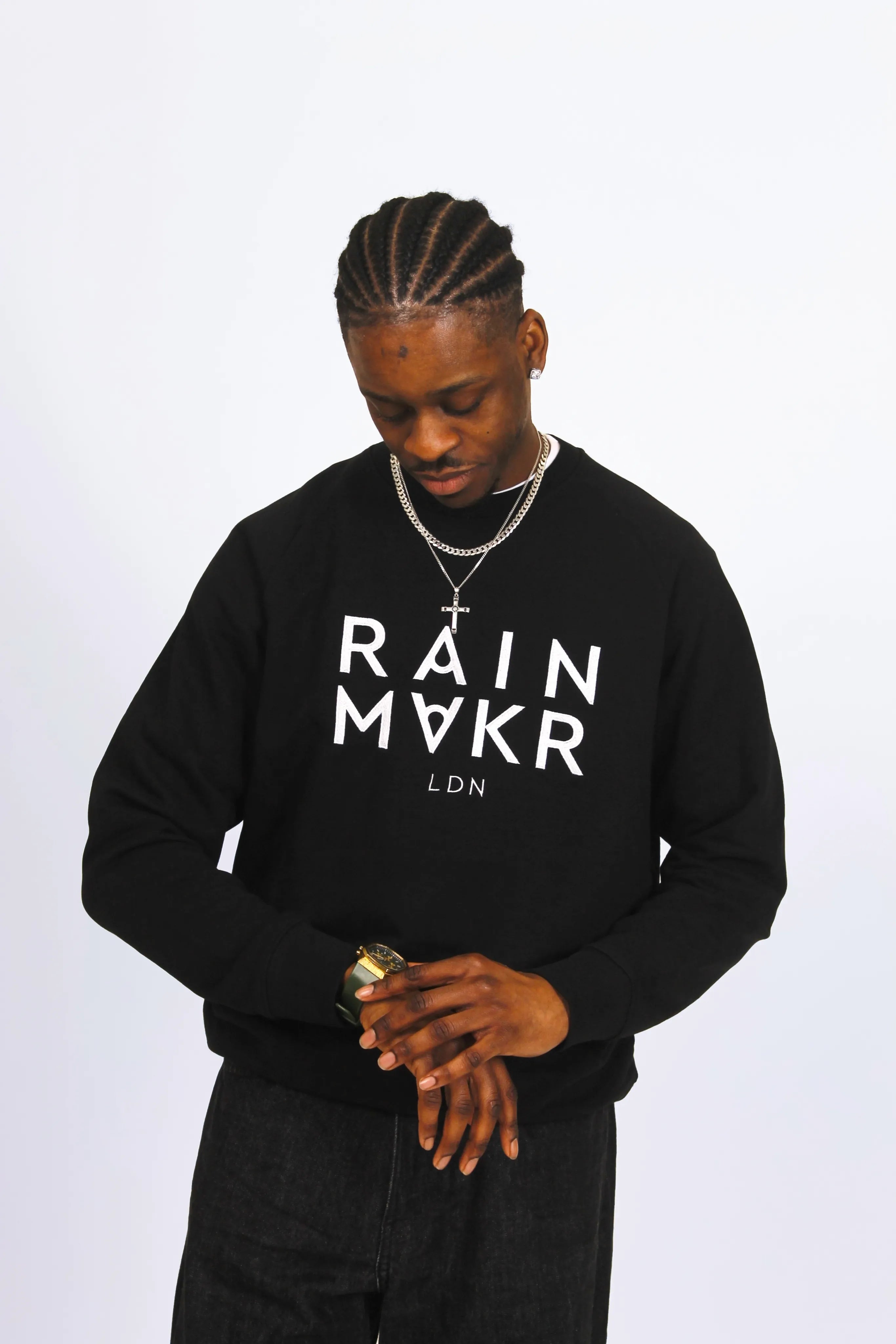 RAINMAKR LDN – FRONT PRINT – BLACK JUMPER