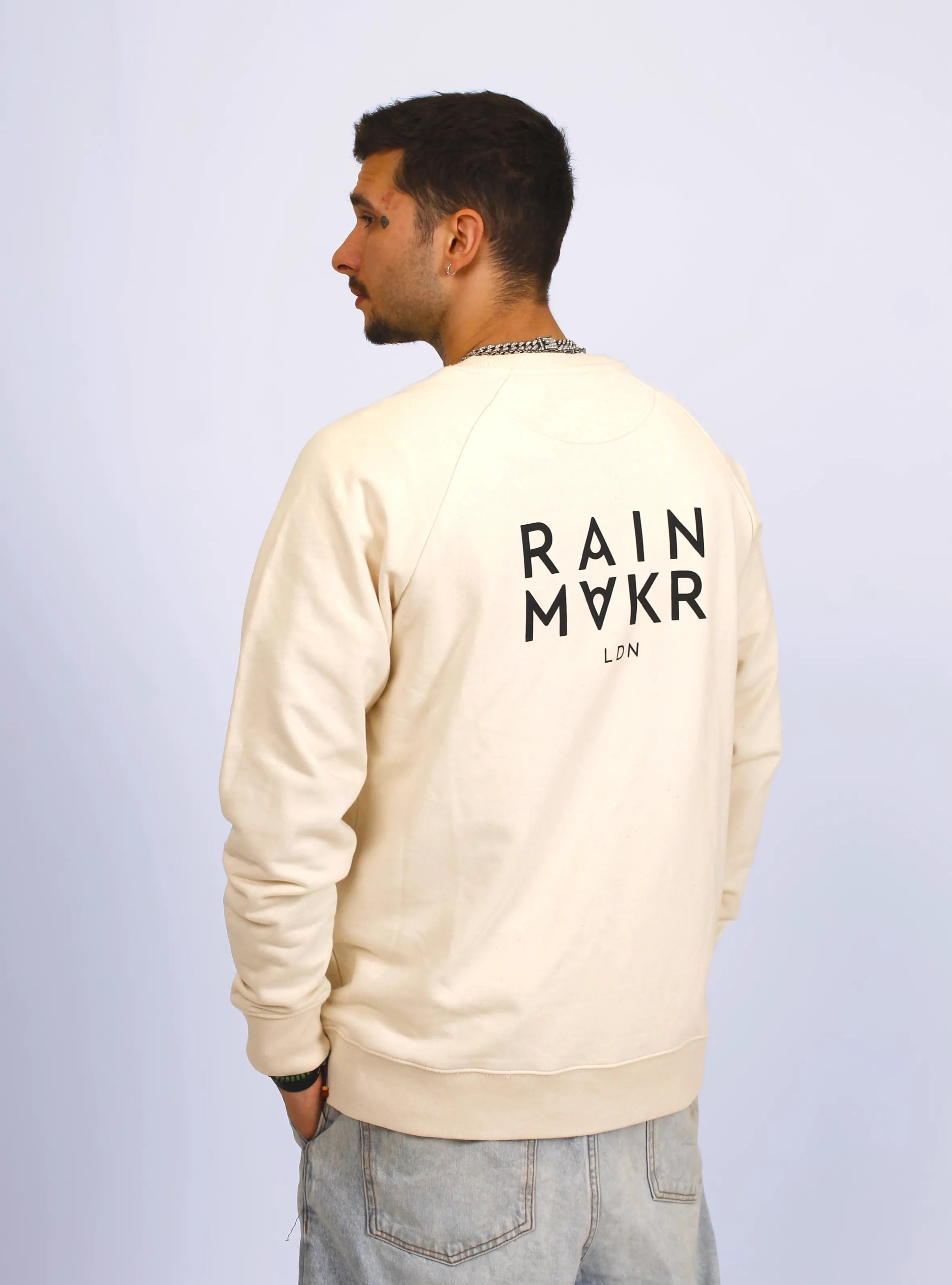 RAINMAKR LDN – BACK PRINT – NATURAL RAW JUMPER