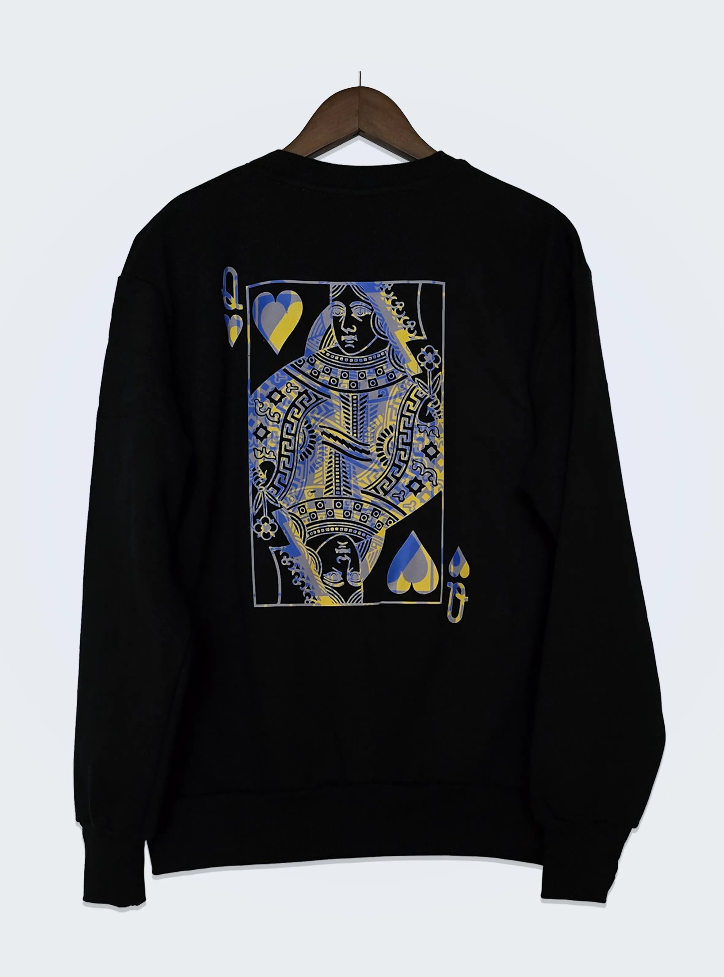 QUEEN OF ARTS – BACK PRINT – BLACK JUMPER