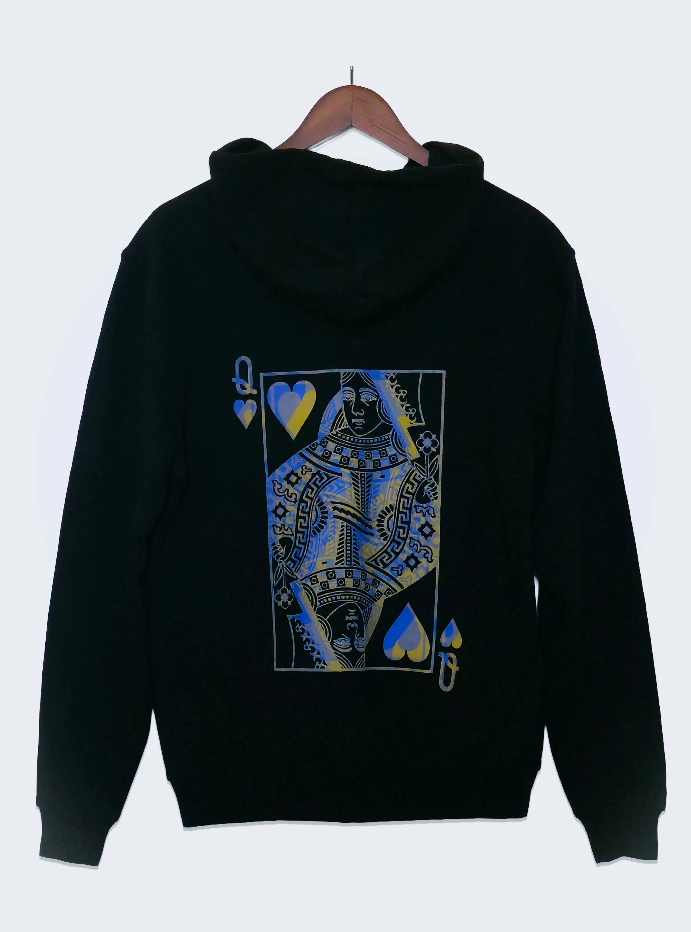 QUEEN OF ARTS – BACK PRINT – BLACK REGULAR ZIPPED HOODIE