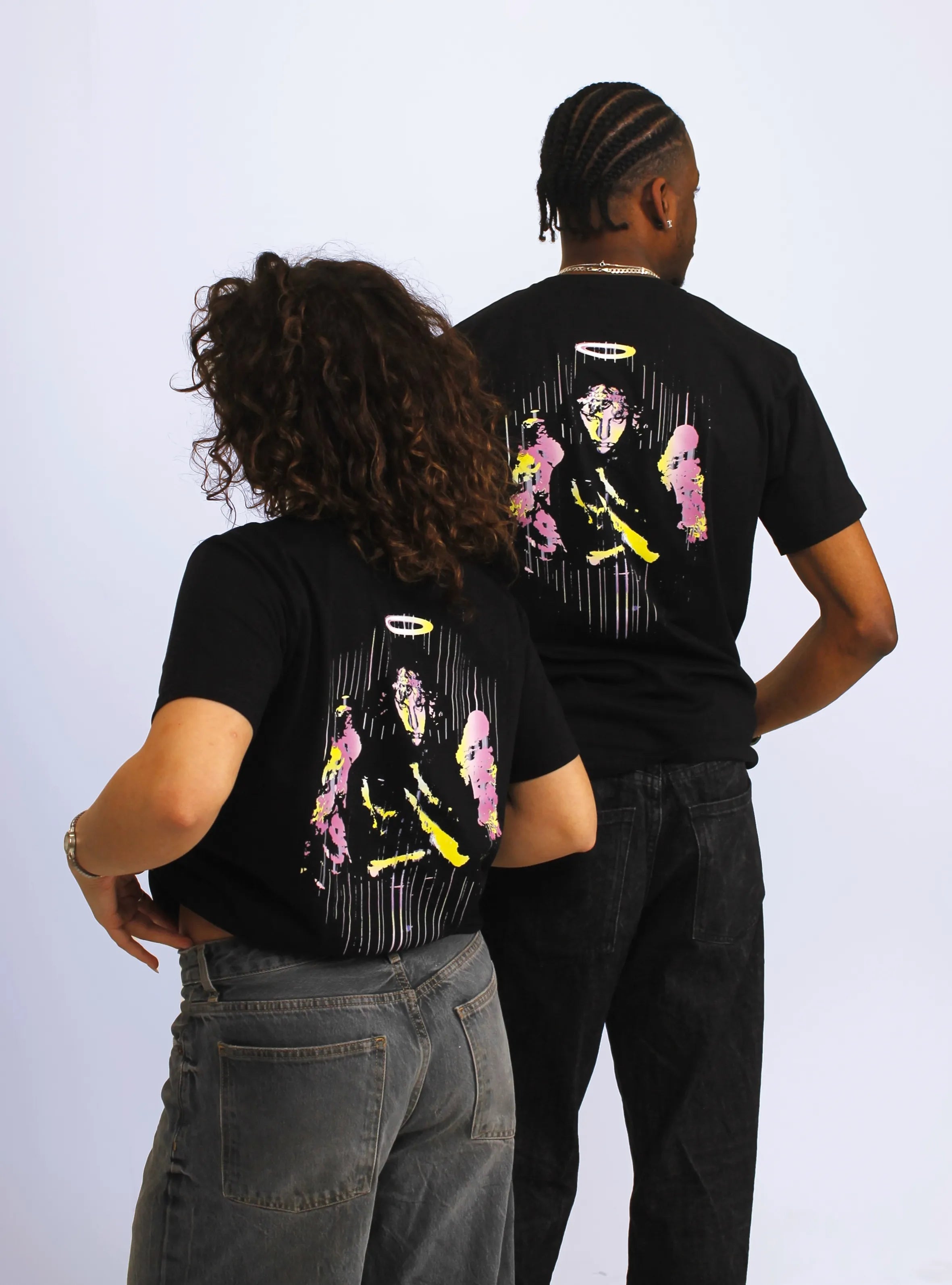 TECHNO ANGEL – BACK PRINT – BLACK T-SHIRT