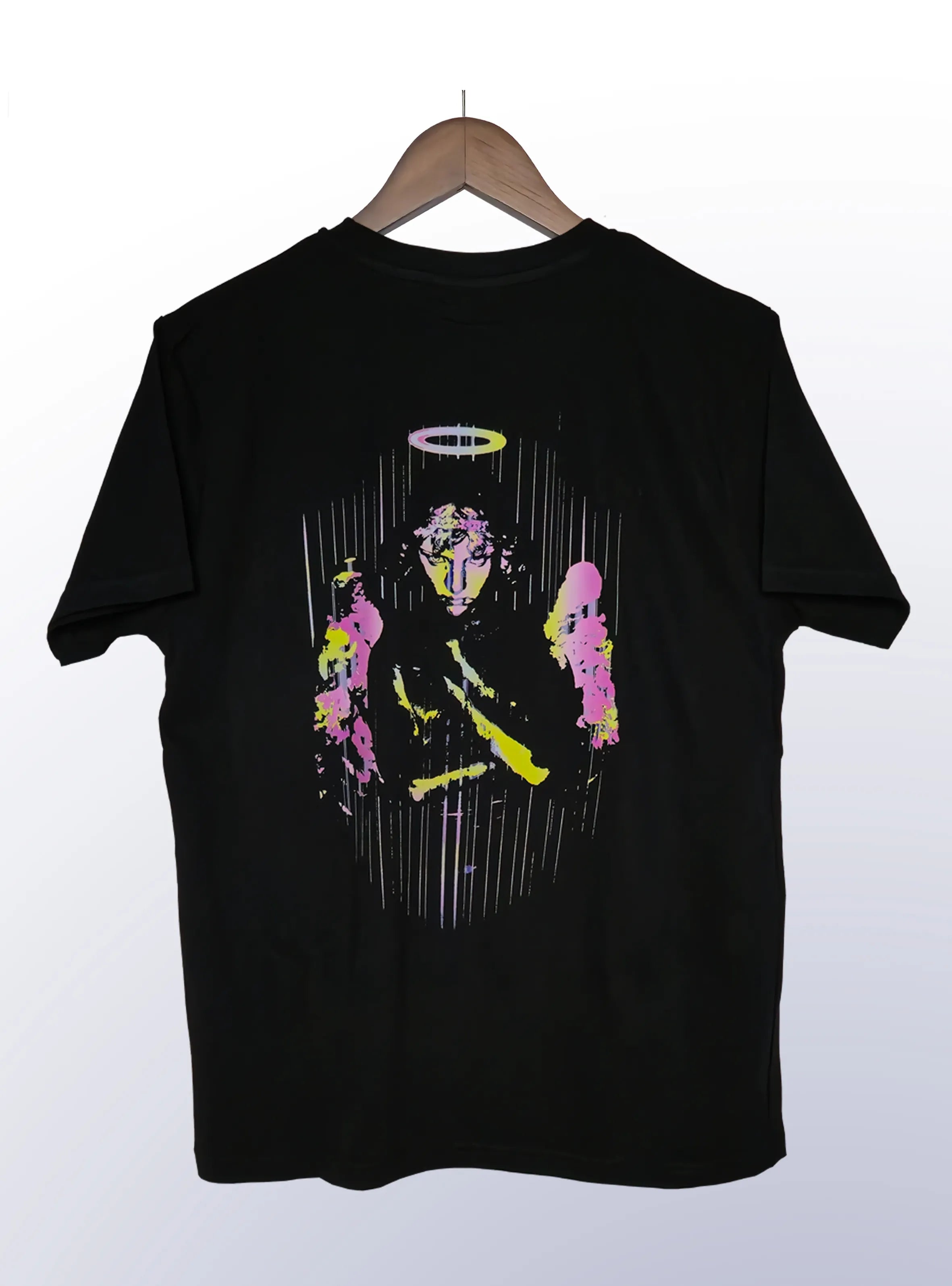 TECHNO ANGEL – BACK PRINT – BLACK T-SHIRT
