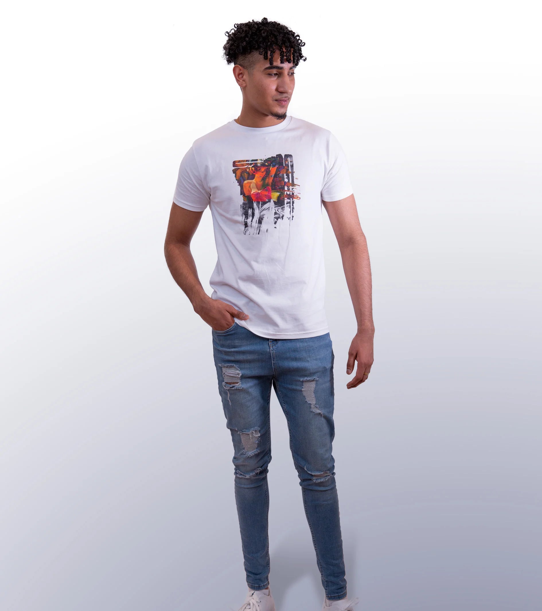 POP STROKE ONE – FRONT PRINT – WHITE T-SHIRT